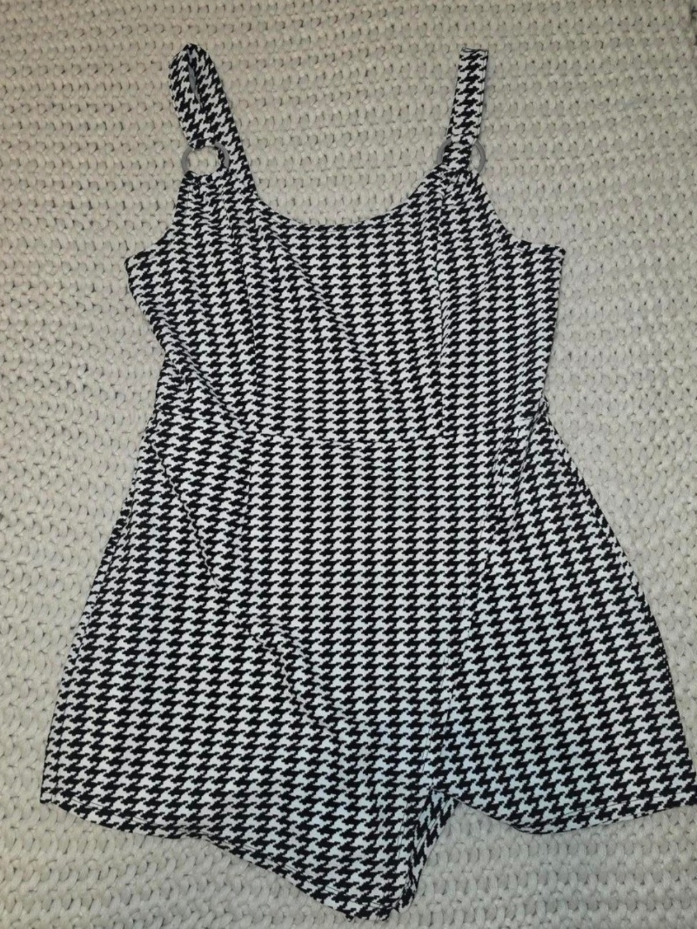 No Boundaries Black and White Houndstooth Romper